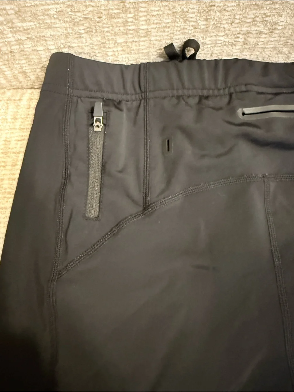 Darc Sport Men's Black Athletic Shorts with Cream Geometric Panel